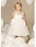 Ivory Organza Rosette Stunning Flower Girl Dress